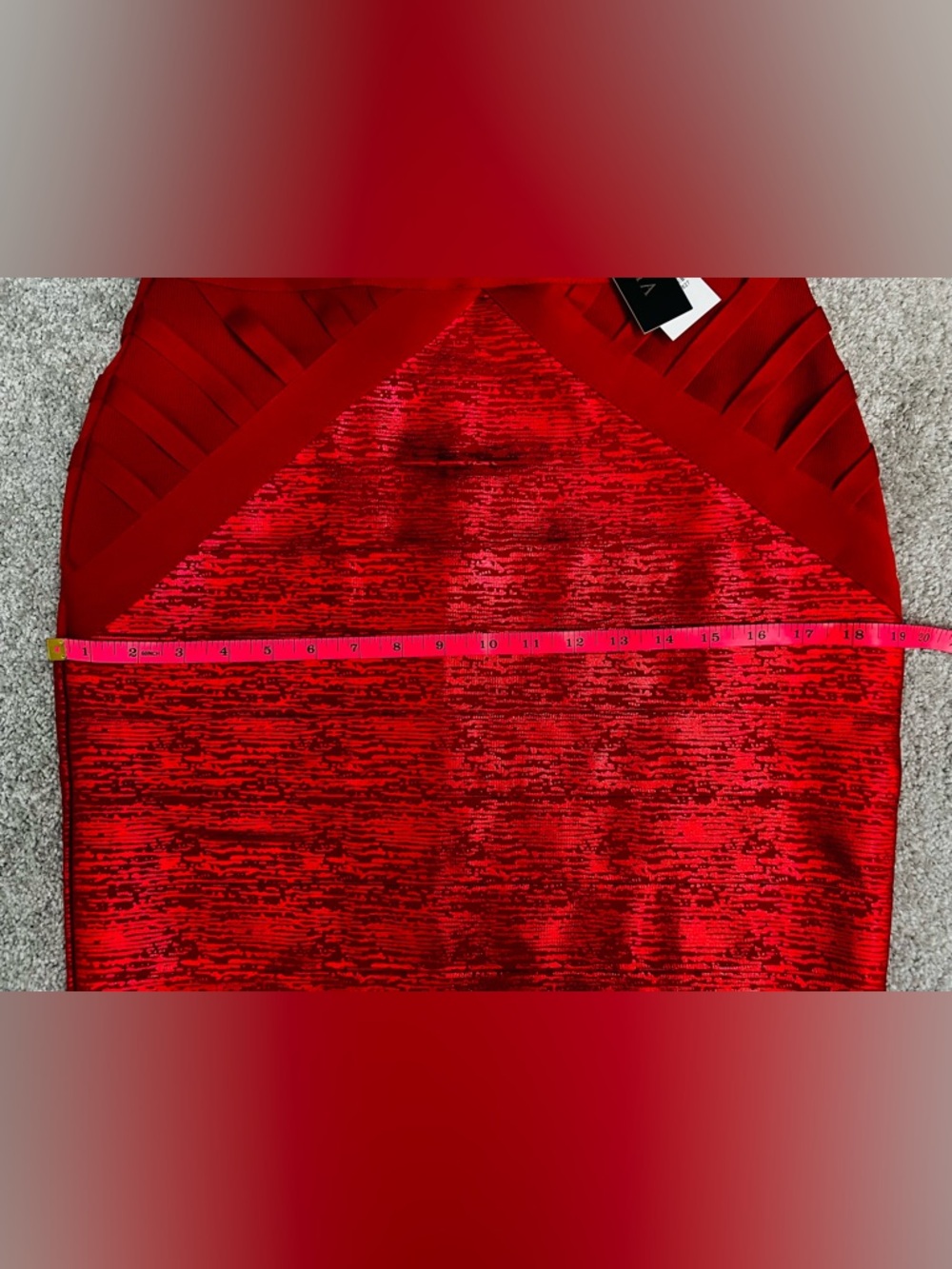 GRACIA Red Shimmer Bandage Pencil Skirt Sz L NWT Elegant Classic Textured #A - Picture 7 of 12